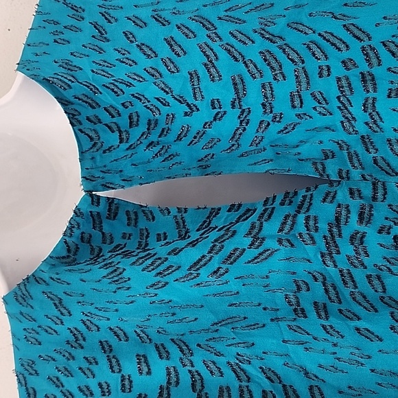 Lilly Pulitzer Alfie Silk Metallic Teal Bay Mini Dress Romper Long Sleeve Sz M - Picture 13 of 16